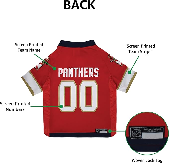 Pets First NHL Florida Panthers Jersey for Dogs & Cats, Medium. - Let Your Pet Be A Real NHL Fan!