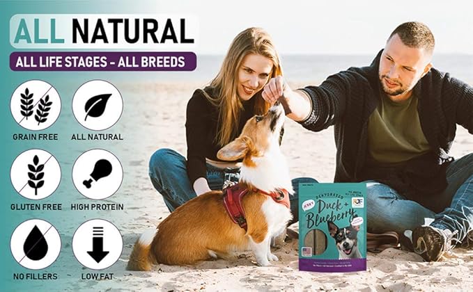 Premium Duck & Blueberry 5 oz. Dog Jerky Treats | 100% Human Grade | USA Made | High Protein | Grain Free | Limited Ingredients | No Filler | BHA-BHT Free | Soft-Tender