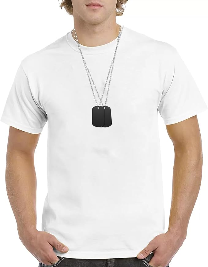 100Pcs Military Dog Tags Set, 50Pcs Personalized Engraved Aluminum Blank Dog Tags and 50Pcs Iron Necklace Chain, Blank Dog Tags for Engraving, Dog Tags for Men, Black