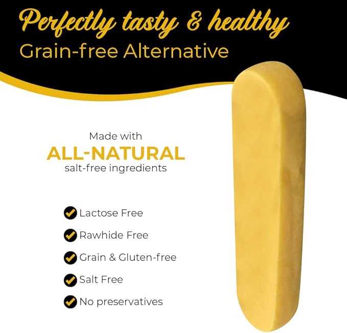 Cheese Dog Chews|US-Crafted for Puppies & Dogs |Softer Natural Alternative to Himalayan Dog Chews & Yak Chews| Salt & Rawhide-Free| Tastier than Yak Chews (6 Large Sticks)