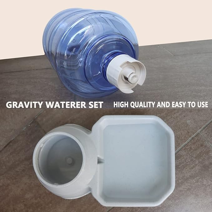2 Pack Automatic Dog Cat Feeder and Water Dispenser ,Gravity Multi Pet Drinking Fountain , Set with Pet Food Bowl for Medium Dog Puppy Kitten, Big Capacity 1 Gallon x 2 (Waterer+Feeder)