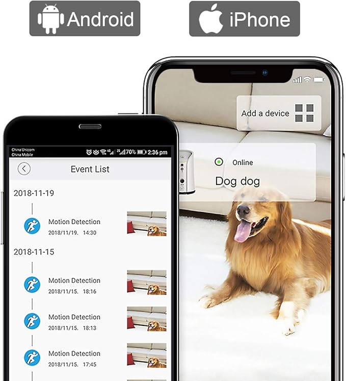 SKYMEE Dog Camera Treat Dispenser,WiFi Full HD Pet Camera with Two-Way Audio and Night Vision,Compatible with Alexa (2.4G WiFi ONLY) (Petalk AI)