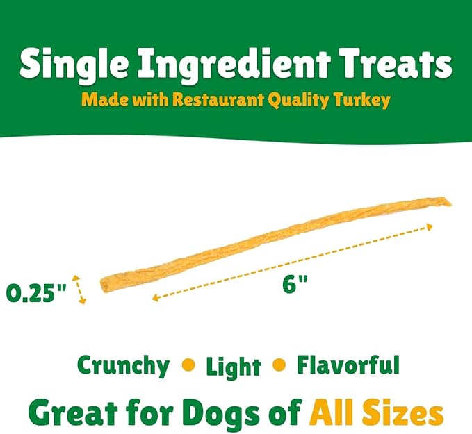 Lucky Premium Treats Turkey Jerky Straws – All Natural Turkey Dog Treats, Dog Chews Made with Restaurant Quality Turkey (13 oz)