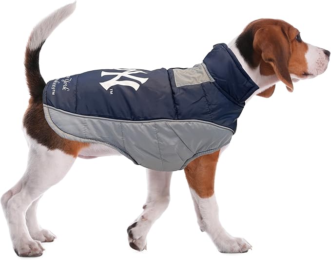 Pets First MLB New York Yankees Puffer Vest for Dogs & Cats, Size Large. Warm, Cozy, and Waterproof Dog Coat, for Small and Large Dogs/Cats. Best MLB Licensed PET Warming Sports Jacket (YAN-4081-LG)