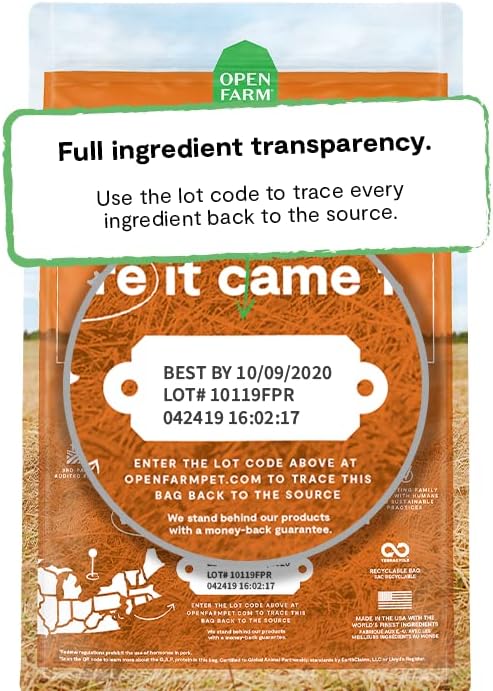 Open Farm Ancient Grains Dry Dog Food, Humanely Raised Meat, Wholesome Grains, No Artificial Flavors or Preservatives (Farmer's Table Pork Ancient Grain, 11 Pound Pack of 1)
