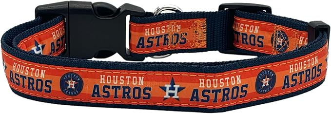 MLB Houston AstrosLicensed PET COLLAR- Heavy-Duty, Strong, and Durable Dog Collar. Available in 29 Baseball Teams and 4 Sizes