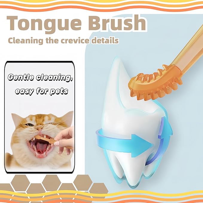 Dog Toothbrush, Pet Silicone Toothbrush Kit with Puppy Tooth Brushing & Tongue Cleaner & Storage Cup - 360° Dental Care for Cats and Small to Medium Dogs Ferret Dutch Pigs