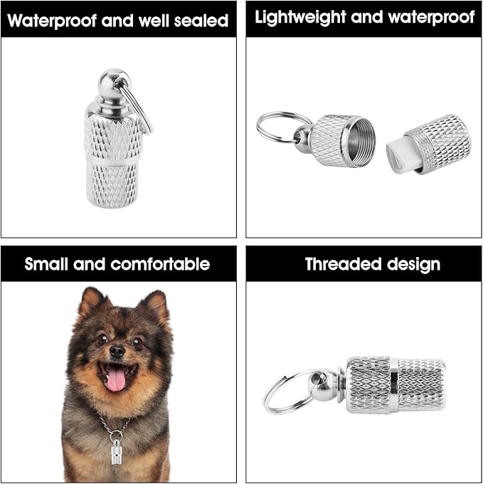 Anti-Lost Cat Dog ID Tags, 6 Pieces Pet Barrel Tube Collars Address Name Label Prevent Pet Lost