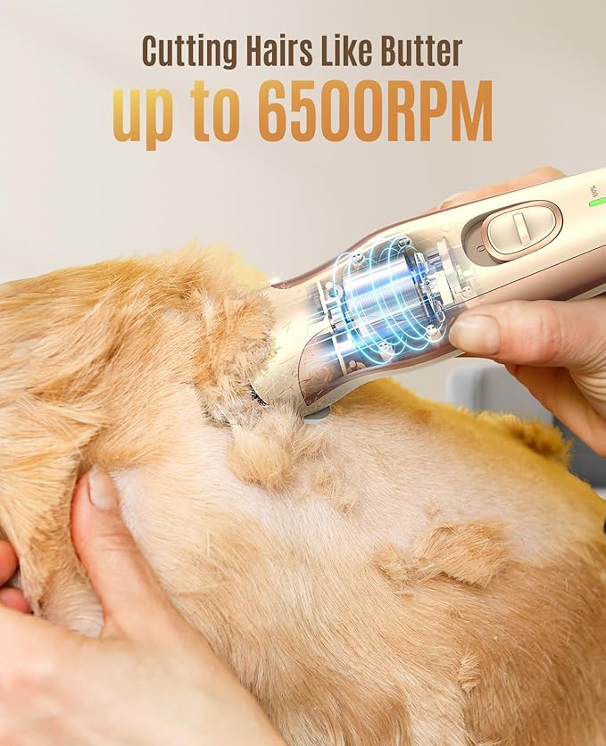 oneisall Dog Clippers for Grooming,2 in 1 Low Noise Dog Paw Trimmer with Double Blades,2 Speed Cordless Dog Grooming Clippers for Body, Paws, Ears and Face