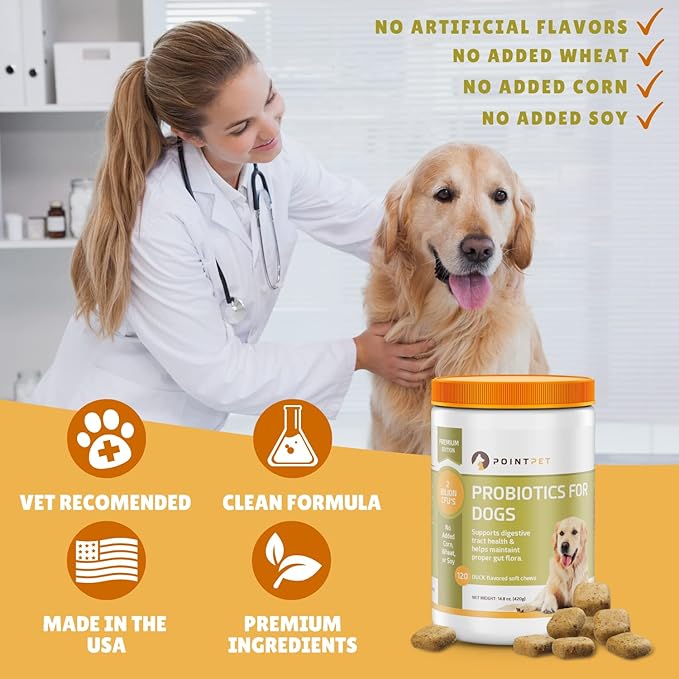 Probiotics for Dogs - Premium Probiotic Supplement with Prebiotics - Helps Support Proper Gut Flora, Digestive Tract & Loose Stool - Promote Intestinal Well-being
