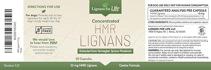 HMR LIGNANS 10mg Capsules - Perfect for Small Dog Breeds - Dog Vitamin for Healthy Pet | Natural Dog Multivitamin | Dog Wellness Supplement | Pet Vitamin | Dog Nutritional Supplement