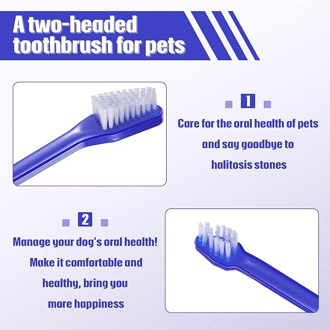 100 Pieces Dog Toothbrush Kit Set Double-Headed Toothbrush Long Handle Tooth Brush Soft Bristle Pet Tooth Brush for Small Medium Large Pet Cat Teeth Cleaning Set