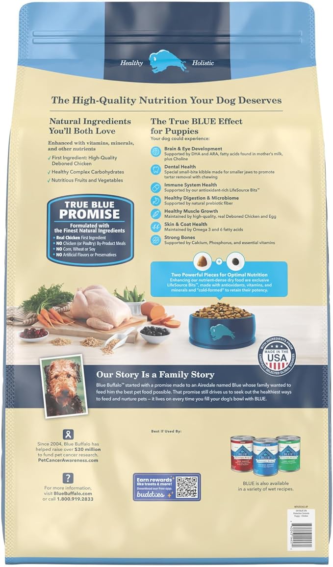 Blue Buffalo Life Protection Formula Natural Puppy Dry Dog Food, Chicken and Brown Rice 34-lb