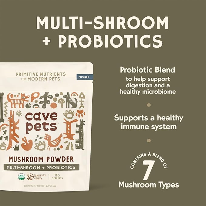 Super Blend Powder, Dog Probiotic Supplement for Immunity and Digestive Health Support, Multi-Shroom & Probiotics