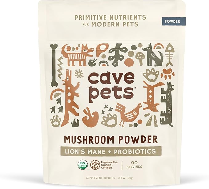 Super Blend Powder, Mushroom Mycelium and Dog Probiotic Supplement for Brain and Digestive Health Support, Lion’s Mane & Probiotic, Lion's Mane + Probiotics