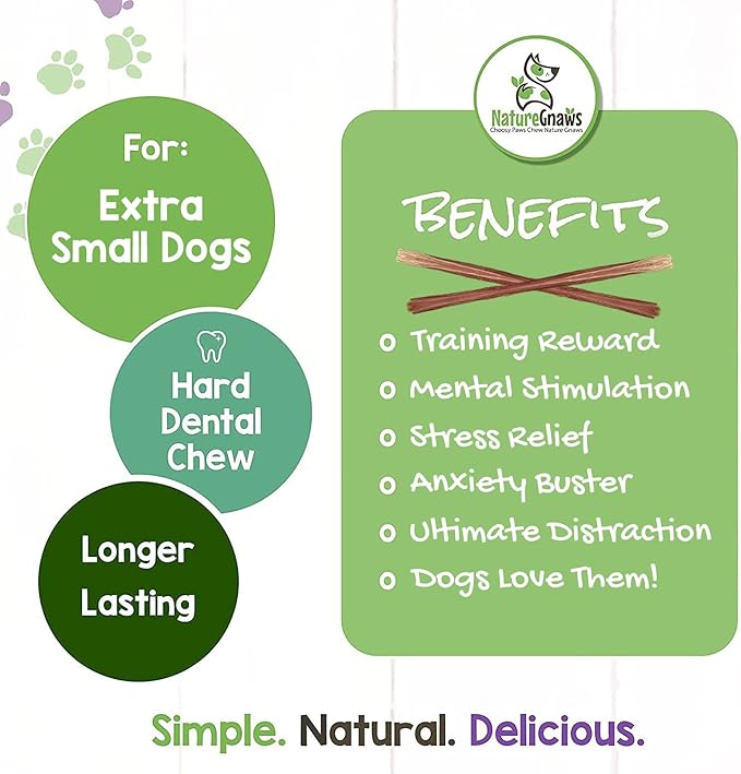 Nature Gnaws - Extra Thin Bully Sticks for Dogs - Premium Natural Beef Bones - Long Lasting Dog Chew Treats for Small Dogs & Puppies - Rawhide Free - 6 Inch