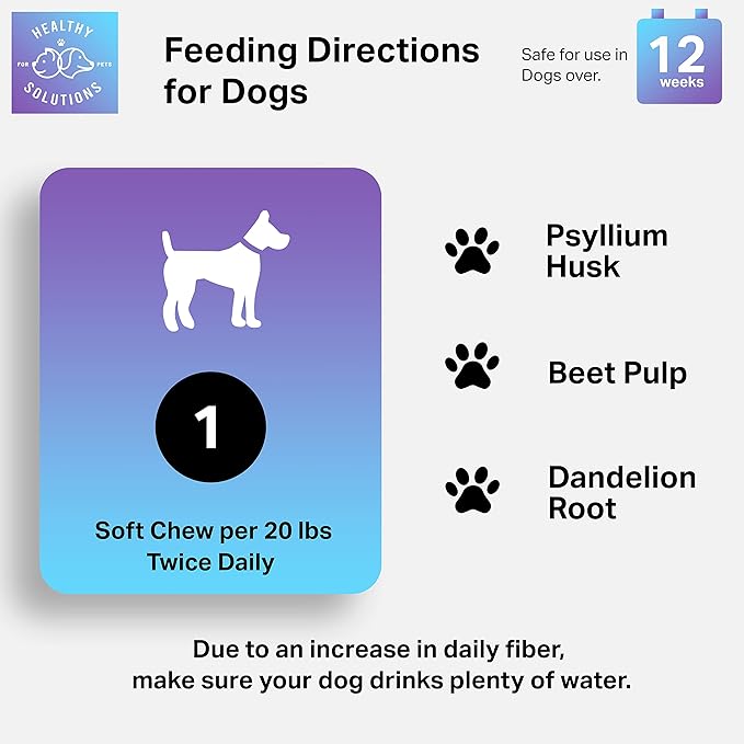 Dog Fiber Soft Chews Supplement - Stop Scooting Digestive Formula Enhanced with Pumpkin, Psyllium Husk, & Beet Pulp - Supports Dogs Healthy Anal Gland, Stool & Constipation - Made in USA, 120 ct