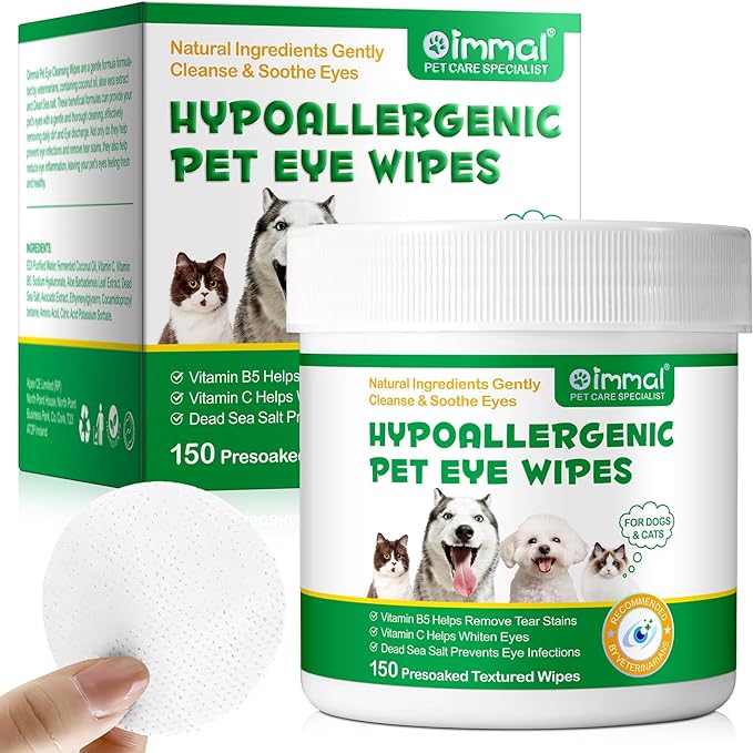 Dog Eye Wipes, 150PCs Eye Cleaning Wipes for Dogs & Cats Remove Dog Tear Stain, Dried Mucus Secretions, Discharge & Crust, Cleaning Wipe - Pet Gentle Care Supplies Diposable Wipes for Eyes, Face, Paws