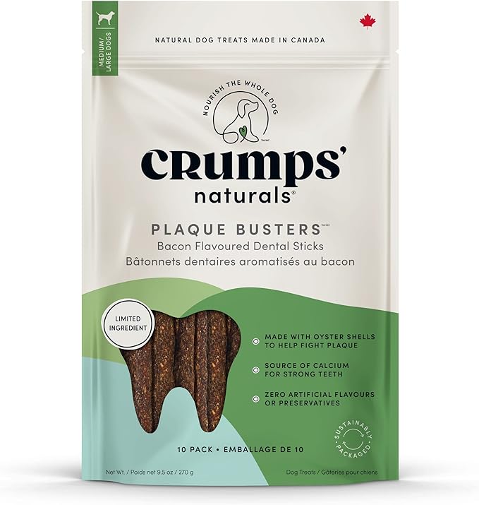 Crumps' Naturals Bacon Dental Dog Treats (10 count), 7"