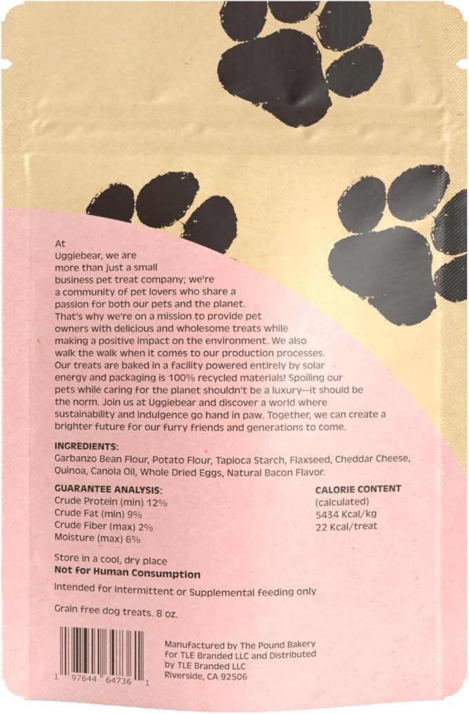 All Natural, Made in The USA, and Grain Free Dog Treats, Cheese & Bacon Flavor, Low Calorie, 100% Recycled Packaging