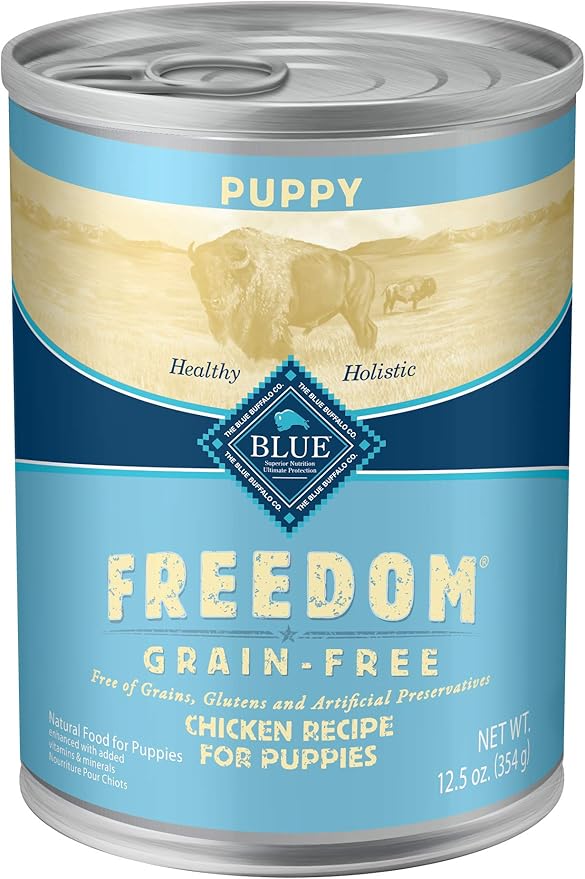 Blue Buffalo Freedom Grain Free Natural Puppy Wet Dog Food, Chicken 12.5oz cans (Pack of 12)