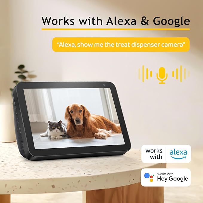 Pet Camera Dog Treat Dispenser: 2K Video Two Way Audio 360 Automatic Tracking for Cat Dogs - 5g WiFi Remote View and Bark Alert on Phone App Compatible with Alexa & Google Assistant