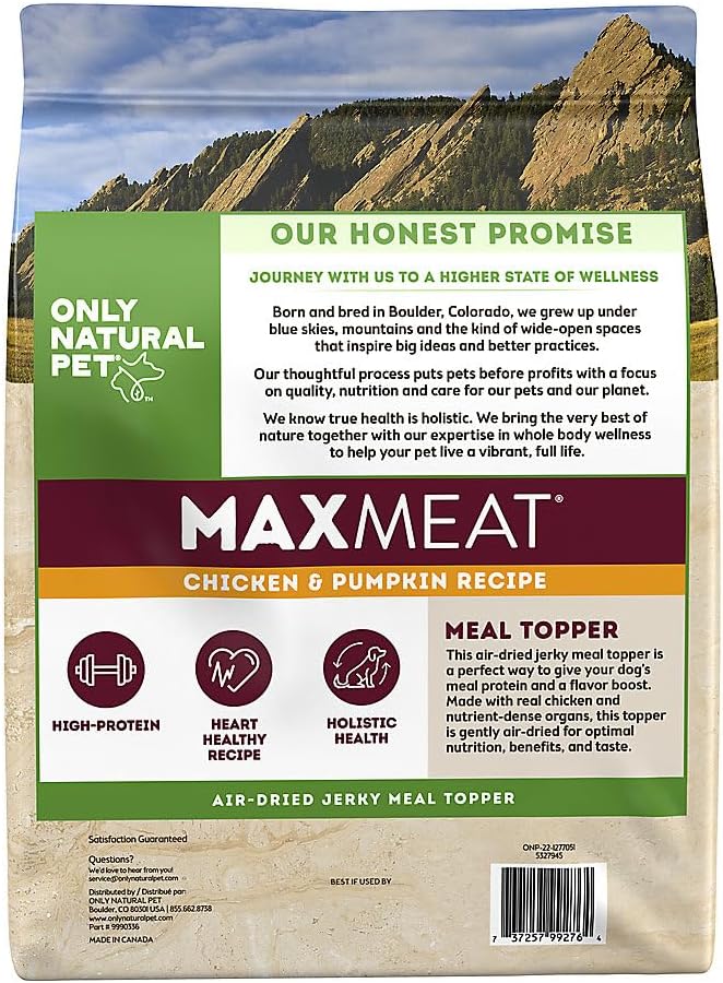Only Natural Pet MaxMeat Holistic Air Dried Dry Dog Food - All Natural, High Protein, Grain Free and Limited Ingredient - Made with Real Meat - Chicken with Pumpkin & Parsley 5.5 lb