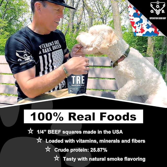 Operation Good Boy Dog Treats - 1/4" Beef Squares Freedom Treats | Natural, Farm-Raised Meat - Vet-Formulated AAFCO approved ingredients | Perfect Training Treats for Small to Large Dogs