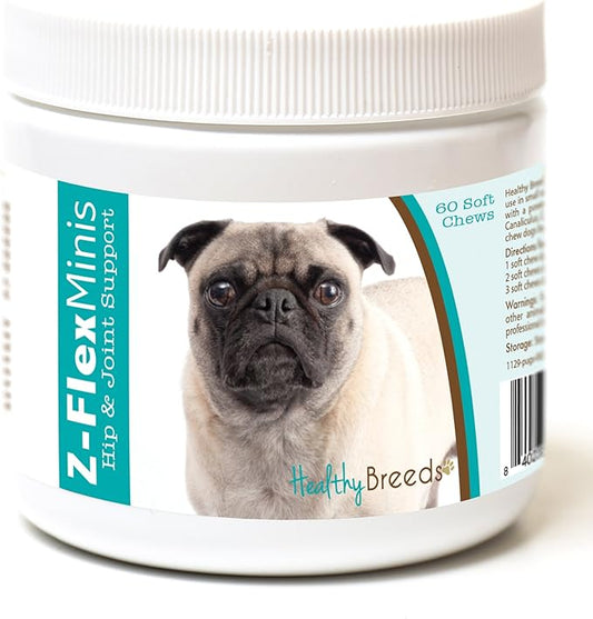 Healthy Breeds Pug Z-Flex Minis Hip and Joint Support Soft Chews 60 Count