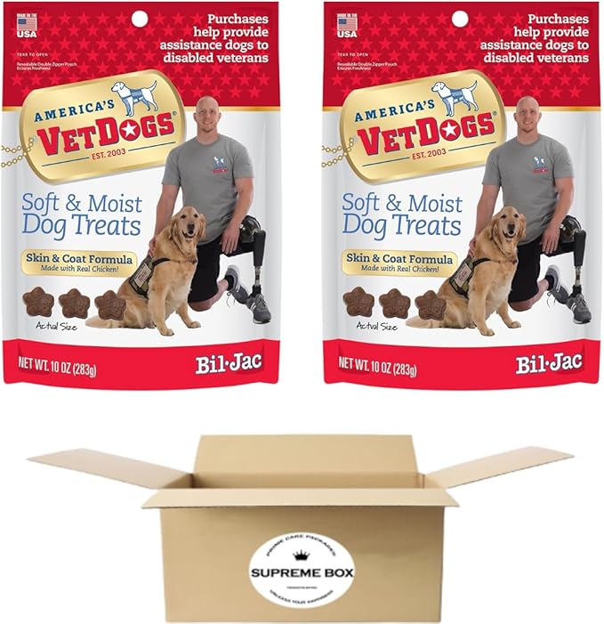 Bil Jac America's Vetdogs Skin & Coat Dog Treats, 10 Oz - Pack of 2 (20 oz in Total)