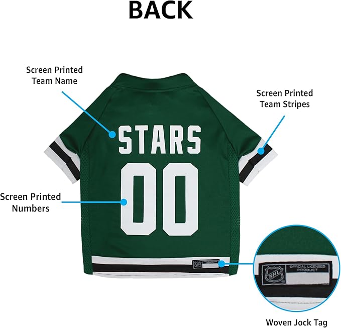 Pets First NHL Dallas Stars Jersey for Dogs & Cats, Small. - Let Your Pet Be A Real NHL Fan!