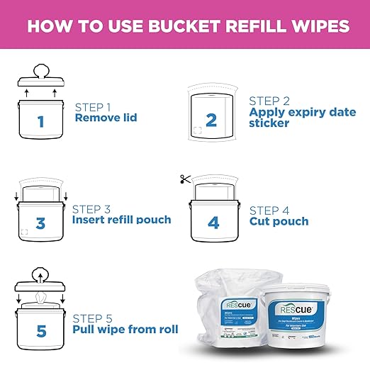 REScue One-Step Disinfectant Cleaner & Deodorizer Wipes for Veterinary Use – For Kennels & More – Extra Large Wipes, 160-Count Bucket Refill (4 Pack)