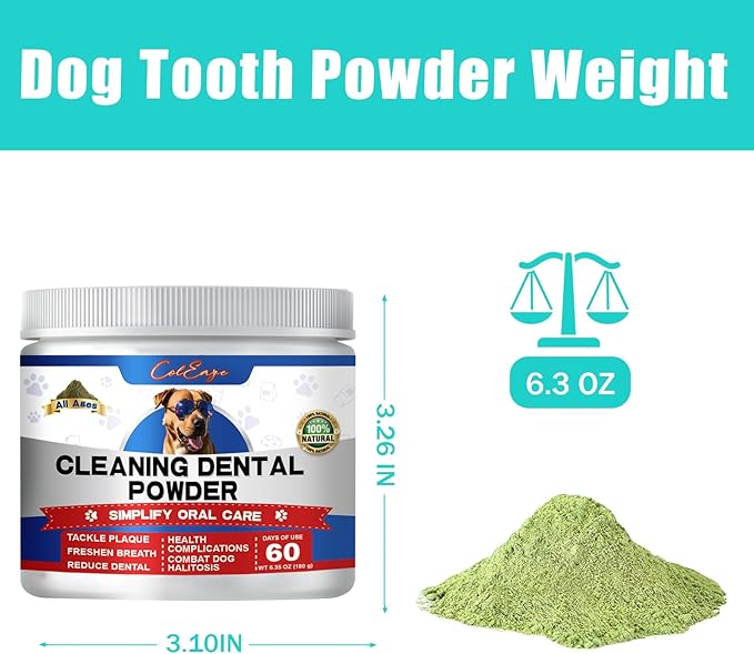Dog Teeth Cleaning Powder,Herbal Dog Dental with Breath Freshener,Plaque Remover for Teeth Dog Targets Tartar & Bad Breath,Healthy Mouth for Dogs