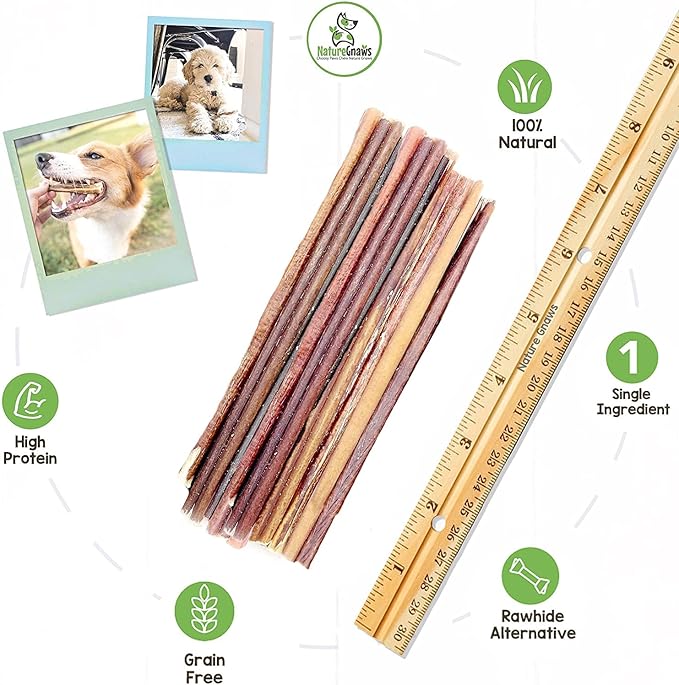 Nature Gnaws - Extra Thin Bully Sticks for Dogs - Premium Natural Beef Bones - Long Lasting Dog Chew Treats for Small Dogs & Puppies - Rawhide Free - 6 Inch