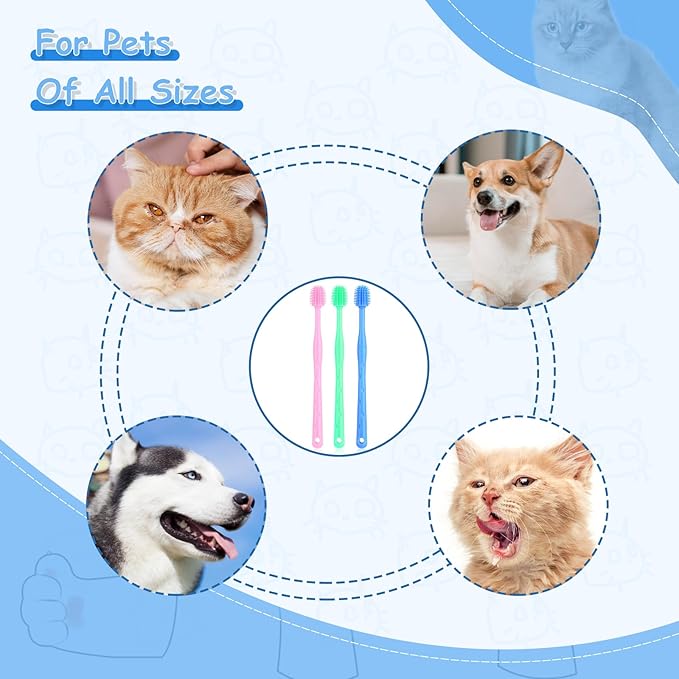 7Pcs Dog Toothbrush Cat Toothbrush Small Dog Puppy Tooth Brushing Kit Finger Toothbrush 360 ° Dog Toothbrush for Puppy, Small Dog and Cat