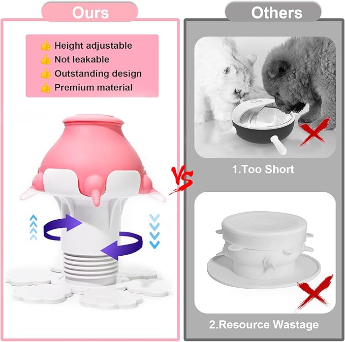 Puppy Feeders for Multiple Puppies - Height Adjustable Puppy Bottles for Nursing Puppy Milk, 10.2oz 5 Nipple Kitten Bottle with 2 Syringes for Newborn Animal, Feeding Station Milk Replacer