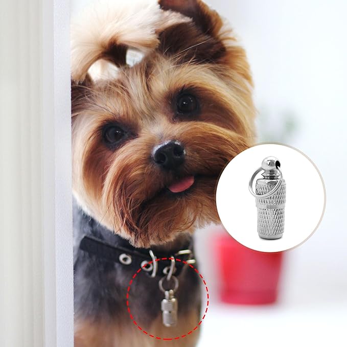 3pcs Anti-Lost Pet ID Tags Barrel Tube Cat Dog ID Tags with Name Address Telephone Label Prevent Pet Lost for Pet Puppy Collar