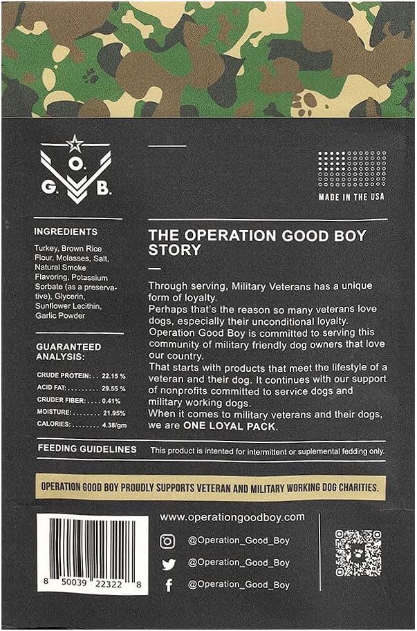 Operation Good Boy Dog Treats - 1" Turkey Squares Delta Oscar Golf Treats | Natural, Farm-Raised Meat - Vet-Formulated AAFCO approved ingredients | Perfect Training Treats for Medium to Large Dogs