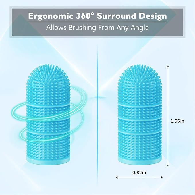 Dog Toothbrush,Dog Finger Toothbrush for Dog Teeth Cleaning,Dog/Puppy Tooth Brushing Kit,Cat Toothbrush with Full Surround Bristles,Finger Toothbrush for Dogs/Cats