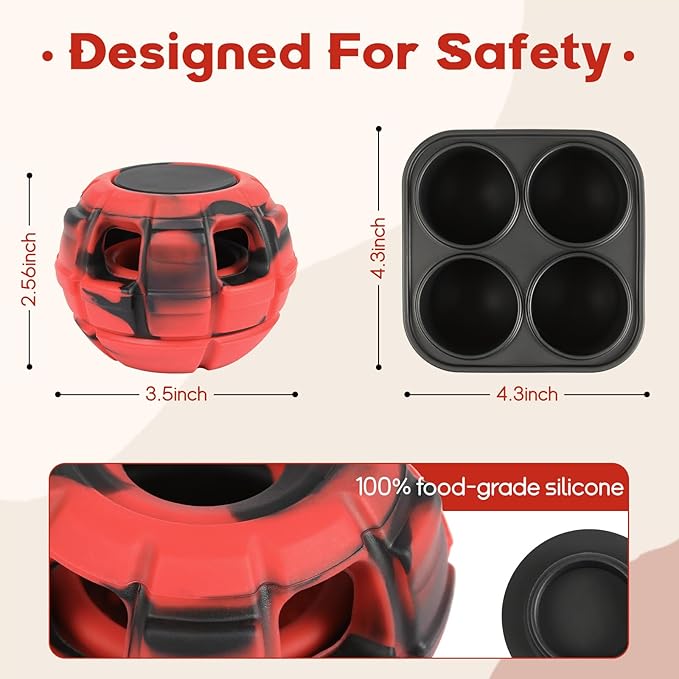 Interactive Dog Toys for Boredom, DIY Frozen Treats Filling Dog Lick Ball, Food Dispensing Rubber Dog Toys for Small Dogs to Keep Busy- Reusable/Red&Black