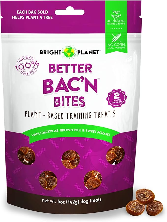 | Plant-Based Vegan Training Treats - 5oz | Sustainable Natural Clean Label Hypoallergenic Allergy-Friendly | Low-Calorie Soft Veggie Dog Treats | Made in USA (Better Bac'n)…