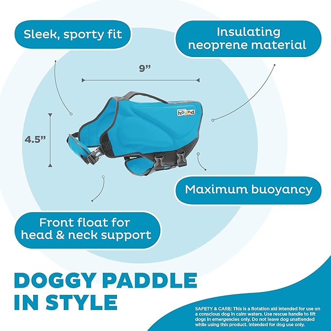 Outward Hound Dawson Swim Blue Dog Life Jacket, XS