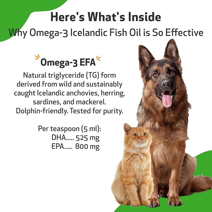 Pet Wellbeing Omega-3 Daily EFA Fish Oil for Dogs & Cats - Healthy Skin, Coat, Mobility, Joints, Heart Health - EPA, DHA - 8 fl oz (236 ml)