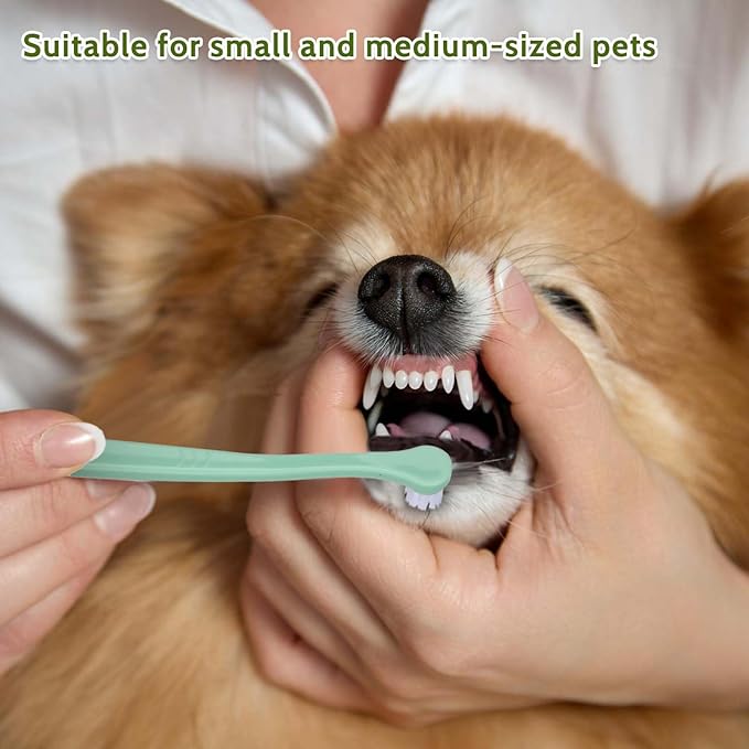 2 Pack Dog Toothbrush Pet Toothbrush Cat Tooth Brush Puppy Toothbrush Mini Head Soft Dog Tooth Brush Deep Clean Kit, Portable Travel Friendly and Easy to Use for Puppy, Kitten, Small Dog & Cat