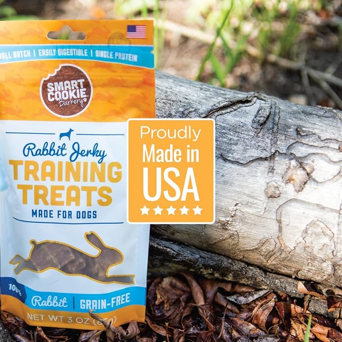 Single Ingredient Rabbit Jerky Dog Treats - Bite Size Training Treats for Dogs and Puppies with Allergies and Sensitive Stomachs - Dehydrated, 100% Meat, Made in USA - 3oz, Pack of 1