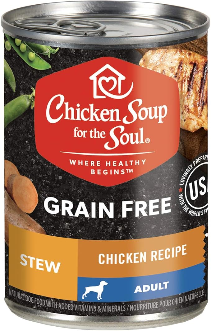 Chicken Soup For The Soul Pet Food Grain-Free Wet All Stages Dog Food, Chicken Stew, 13 Ounce Can (Pack of 12) Soy, Corn & Wheat Free, No Artificial Flavors or Preservatives