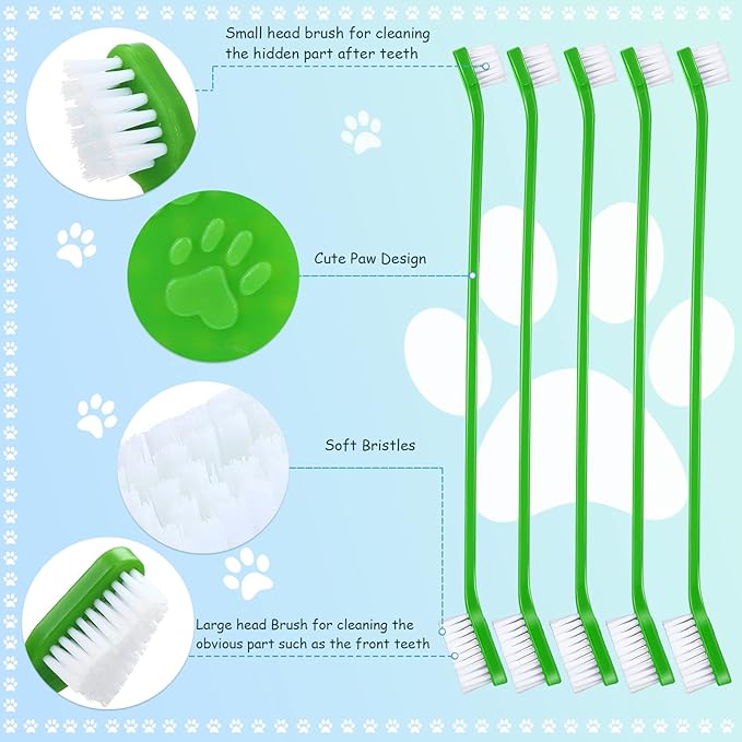70 Pieces Dog Tooth Brush Pet Toothbrush Soft Grooming Dogs Toothbrush Dog Double Sided Toothbrush Puppy Long Handle Tooth Brush for Large and Small Teeth Cleaning Dental Oral Care (Green)