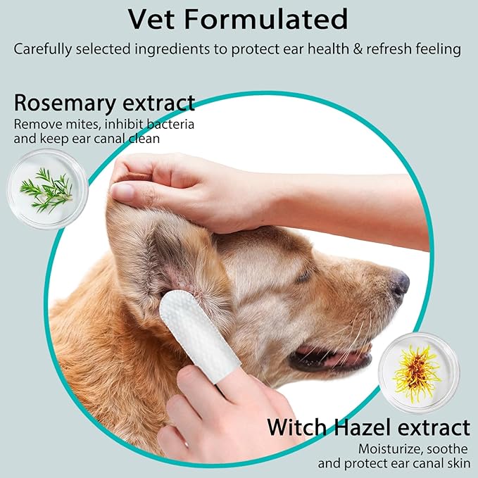 150 Count Ear Finger Wipes for Dogs and Cats Teeth Cleaning Wipes Eyes Wipes Pet Grooming Wipes Set for Removing Ear Wax Debris Dirt and Stop Smelly Itchy