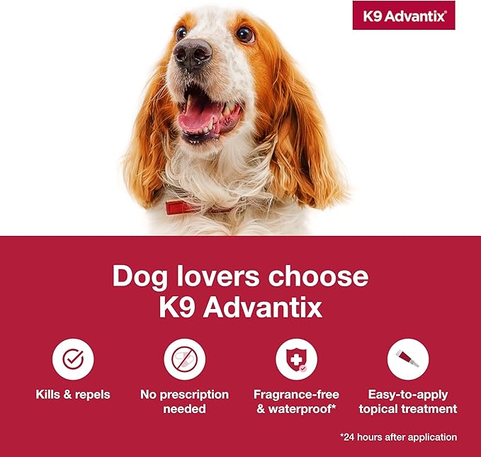K9 Advantix Flea, Tick & Mosquito Prevention for Dogs 4-10 lbs. | Flea Drops for Small Dogs | Apply Monthly | 2 Treatments