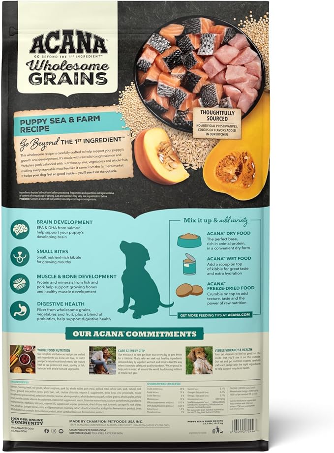 ACANA™ Wholesome Grains Dry Dog Food Puppy Sea & Farm Recipe, 22.5lb